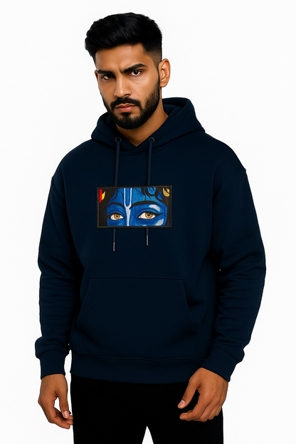 Divine Krishna Eyes Embroidered Hoodie – Spiritual Streetwear for Devotees | Bluvaé Originals