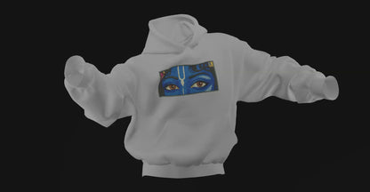 Divine Krishna Eyes Embroidered Hoodie – Spiritual Streetwear for Devotees | Bluvaé Originals